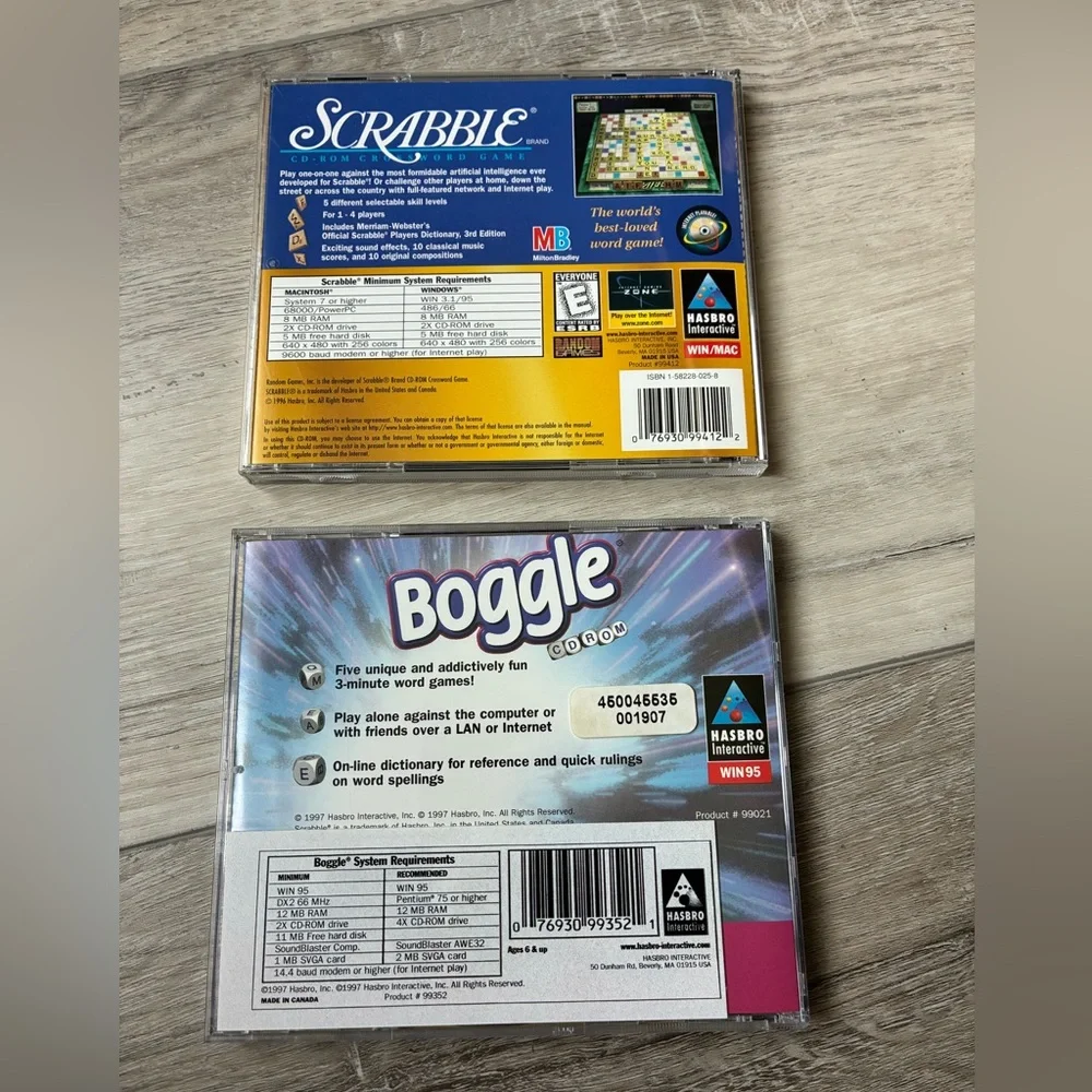 Infogrames Scrabble & Boggle Platinum 2-Pack Classic Word Game CD Rom Windows 95